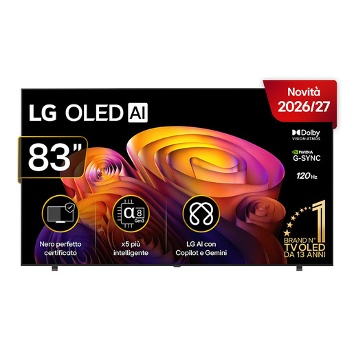 LG OLED AI 83'' Serie B6E OLED83B6ELB, 4K, Nero perfetto, Dolby Vision, Processore α8 Gen3, 120Hz, G-Sync, SMART TV 2026