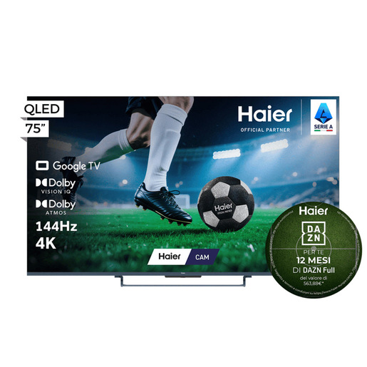 Haier TV QLED 75'' H75S90GUX, 4K, UltraSense AI, Gaming 240Hz, Google TV, Dolby Vision IQ, HDR10+, KEF Sound, Dolby Atmos