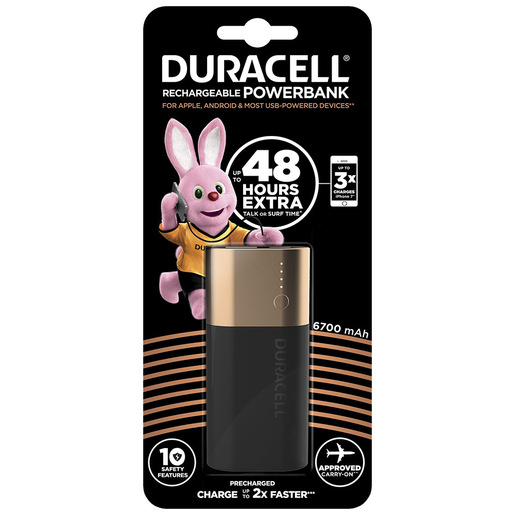 Image of Duracell Powerbank 6700 mAh batteria portatile Nero, Oro