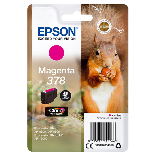Image of Epson Squirrel Singlepack Magenta 378 Claria Photo HD Ink