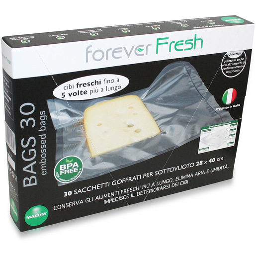 Macom 30 Sacchetti Goffrati per Macchine Sottovuoto 28x40cm