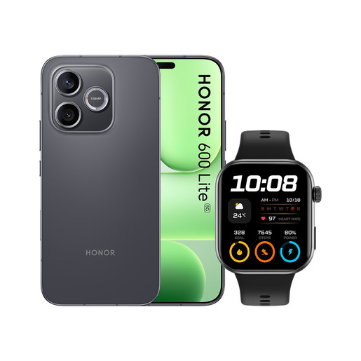 Image of Honor BUNDLE 600 LITE 256GB V BLACK+WATCH 2i BLACK 16,8 cm (6.6'') Doppia SIM 5G USB tipo-C 8 GB 6520 mAh Nero
