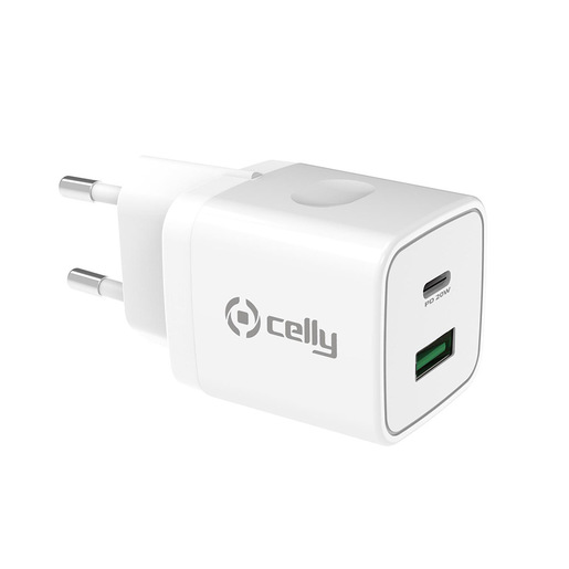 Image of Celly TC2USBUSBC20WWH Caricabatterie per dispositivi mobili Smartphone, Orologio intelligente, Tablet Bianco AC Interno