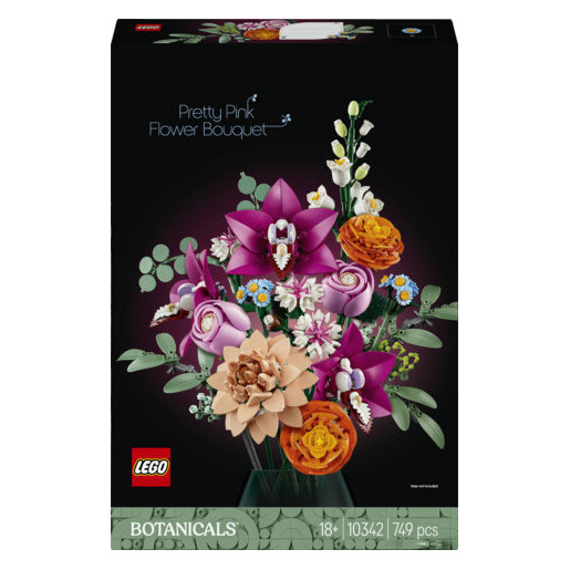 Image of LEGO Botanicals 10342 Bouquet di Fiori Rosa, Kit Modellismo Adulti, Decorazioni Casa con Piante Finte, Idea Regalo Donna o Uomo