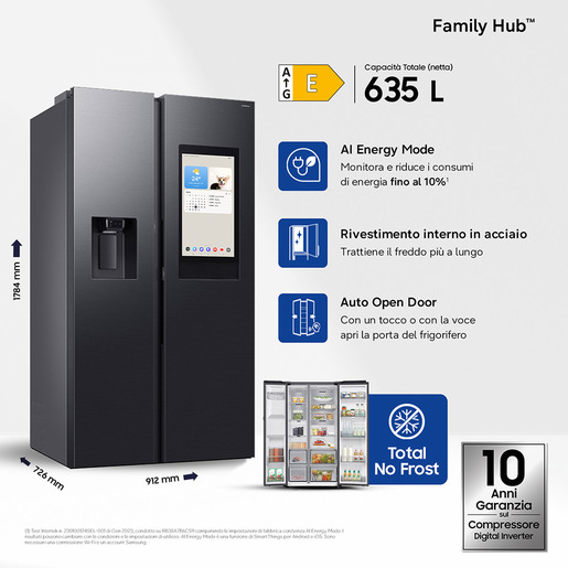 Image of Samsung Series 9 Frigorifero Side By Side Family Hub 614L RS90F66BEFEF