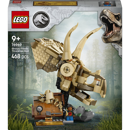 Image of LEGO Jurassic World 76969 Fossili di Dinosauro: Teschio di Triceratopo, Giocattolo con Supporto e Minifigure, Giochi Bambini 9+