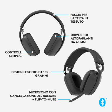 Cuffie Logitech Zone Vibe 100 Wireless Rosa, Over-Ear, Leggere, Open Box Mai Usate - Foto 2
