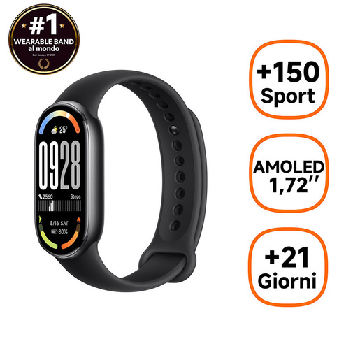 Image of Xiaomi Smart Band 10 Black AMOLED Braccialetto per rilevamento di attività 4,37 cm (1.72'') Nero
