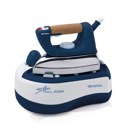 Image of Ariete 6257 Stiromatic 2200 - Ferro da stiro con Caldaia in Acciaio Inox - Piastra in alluminio - manico in sughero - Vapore continuo fino 80 gr/min