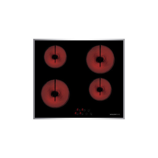Image of Glem Gas GTH64TCIX2 piano cottura Nero, Acciaio inox Da incasso 60 cm Ceramica 4 Fornello(i)