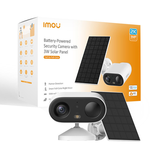 Imou Cell GO KIT 2K (3MP) Telecamera Wi-Fi Esterno/Interno Batteria Senza Fili, Rilevamento PIR/Umano, Visione Notturna a Colori, Audio Bidirezionale