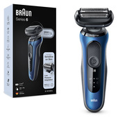 Braun Series 6 61-B1000S Rasoio Elettrico Uomo, Sensoflex, Wet&Dry, Ricaricabile, Rasoio A Lamina Senza Fili, Blu-image