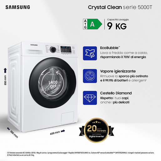Image of Samsung WW90TA046AE/ET lavatrice a caricamento frontale Crystal Clean™