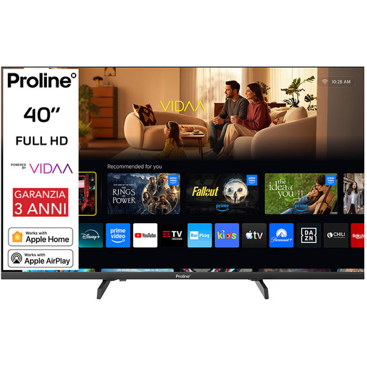 Proline PRO40M10VDA SMART TV 40'' FULL HD, Sistema operativo VIDAA, Triplo tuner DVBT2/C/S2, Certificato TivuSAT, Piedini installabili in doppia posizion