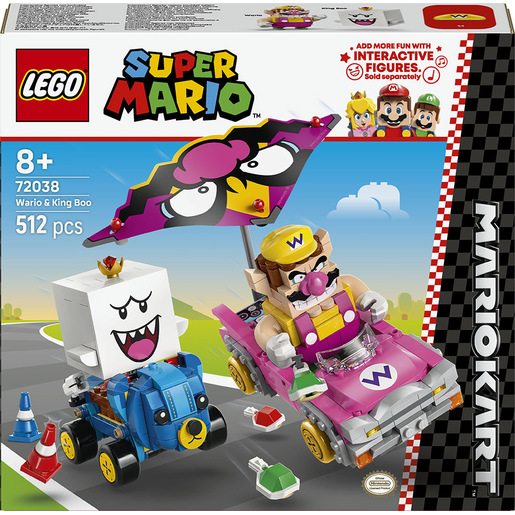 LEGO Super Mario 72038 Mario Kart – Wario e Re Boo, Giocattolo Interattivo con 2 Macchine e 2 Figure, Regalo per Bambini 8+