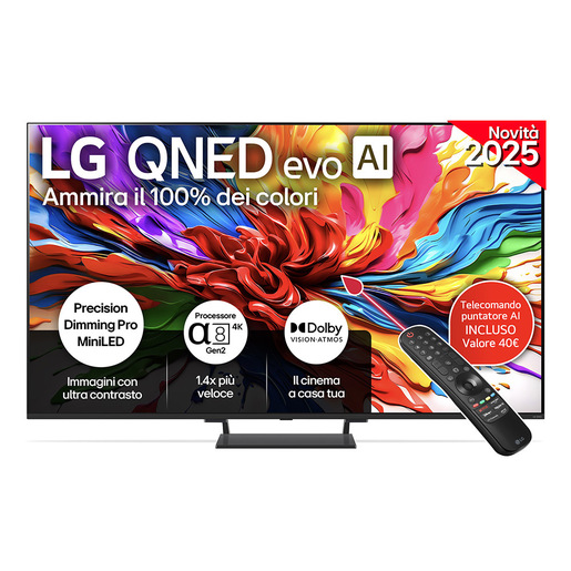 Image of LG QNED evo AI 55'' Serie QNED93 55QNED93A6A, MiniLED 4K, Precision Dimming, Dolby Vision, SMART TV 2025