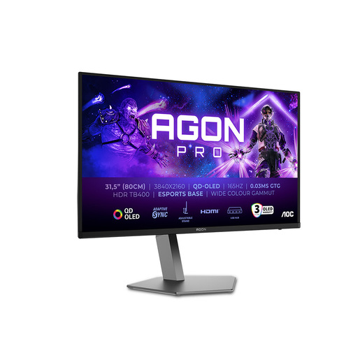 Image of AOC AGON PRO AG326UD Monitor PC 80 cm (31.5'') 3840 x 2160 Pixel 4K Ultra HD QD-OLED Nero