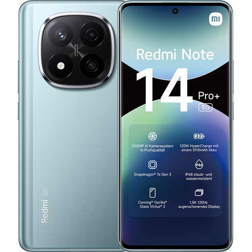Image of Xiaomi Redmi Note 14 Pro+ 5G 16,9 cm (6.67'') Doppia SIM USB tipo-C 8 GB 256 GB 5110 mAh Blu
