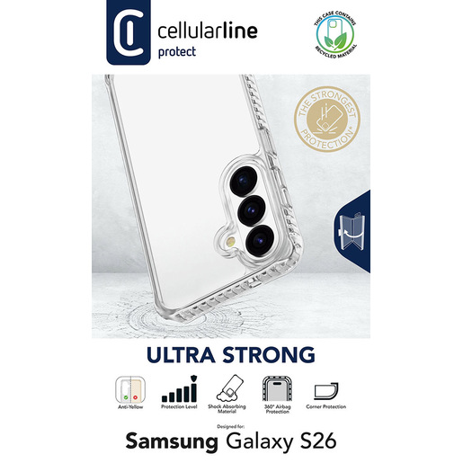 Image of Cellularline Ultra Strong - Galaxy S26 Custodia ultra protettiva dal design trasparente con bordi rivestiti in materiale anti-shock e camere d’aria integ