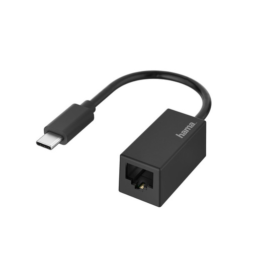 Image of Hama Adattatore USB Type C M / 8p8c F (RJ 45), Fast Ethernet LAN 10/100/1000, Gigabit, nero