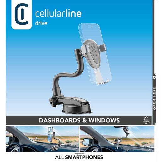 Image of Cellularline Slide Flexy - Universal Supporto smartphone da auto con ventosa e braccio flessibile