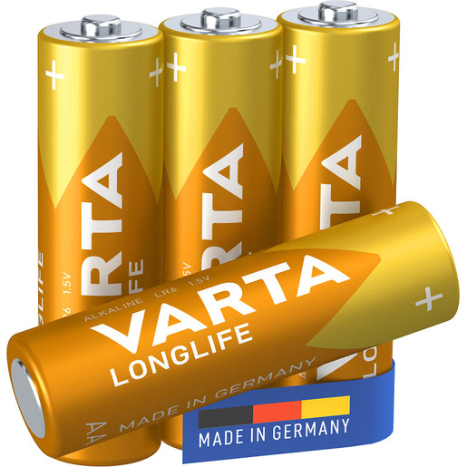 Image of Varta Longlife, Batteria Alcalina, AA, Mignon LR6, 1.5V, Blister da 4,