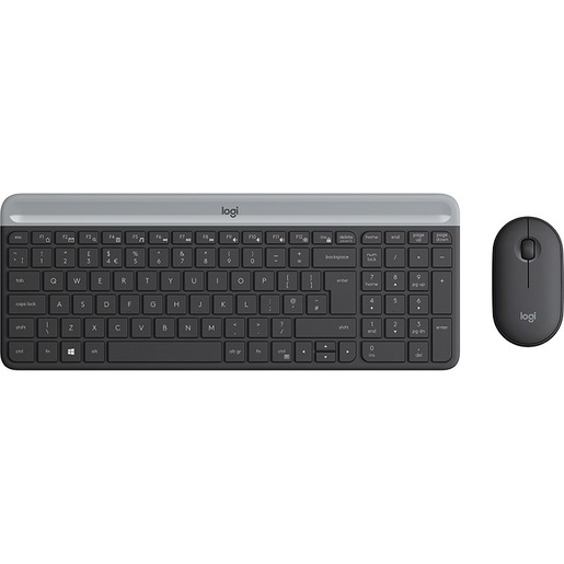 Logitech MK470 Kit Mouse e Tastiera Wireless per Windows, Ricevitore USB 2.4 GHz, ‎Sottile, Compatto, Silenzioso, Batteria Lunga Durata, PC/Laptop, La
