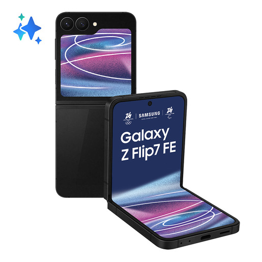 Image of Samsung Galaxy Z Flip7 FE Smartphone AI, RAM 8GB, 256GB, Display 3,4'' Super AMOLED/6,7'' Dynamic AMOLED 2X, Fotocamera 50MP, Black