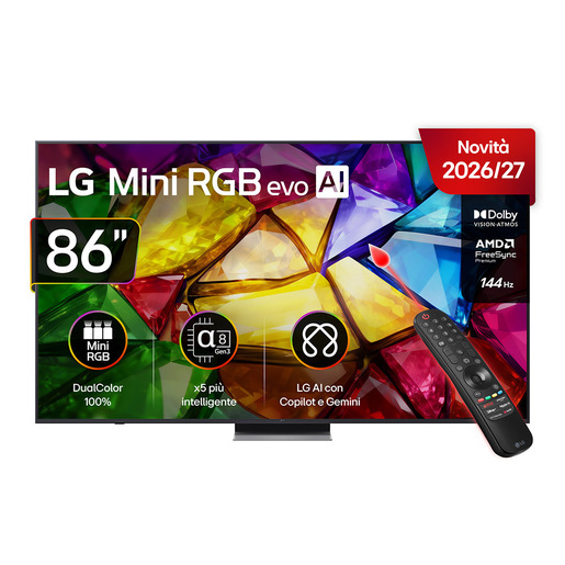 immagine di LG Mini RGB 86'' Serie MRGB87 86MRGB87B6B, 4K, RGB Primary Color Pro, Dolby Vision, Motion Booster 288, SMART TV 2026