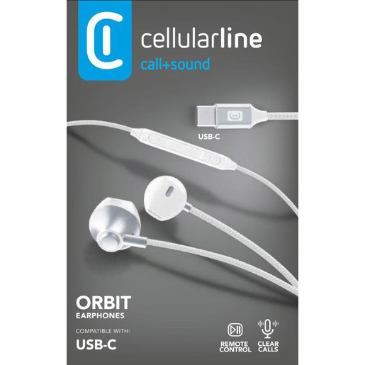 Image of Cellularline ORBIT Auricolare a capsula con microfono, remote control e connettore USB-C