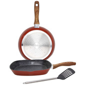 Tognana Porcellane Set Padella Da 24 Cm + Bistecchiera 28X28 Cm In Alluminio Forgiato + Spatola Rustic Stone-image