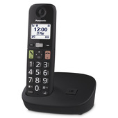 Panasonic KX-TGU110EXB - Telefono digitale senza fili con segreteria telefonica, unità base e 1 combinato, schermo LCD, tasti grandi, chiamata preferita, compatibile con apparecchi acustici, nero-image