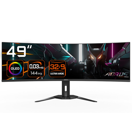 Image of GIGABYTE Monitor da gioco curvo CO49DQ OLED - 5120x1440 (DQHD), 1800R, 144Hz, 0,03ms, KVM, FreeSync Premium Pro, HDMI 2.1