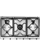 Smeg SRV596GH5 Piano Cottura Gas, 5 Zone Di Cotura, Dimensioni: L 88,5 Cm, P 50 Piano In Acciaio Inossidabile, Inox Satinato-image