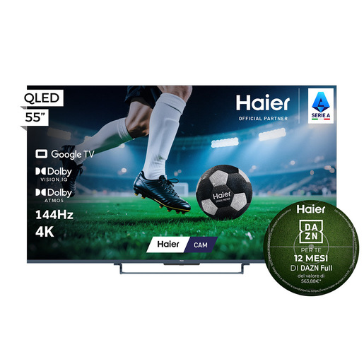 Haier TV QLED 55'' H55S90GUX, 4K, UltraSense AI, Gaming 240Hz, Google TV, Dolby Vision IQ, HDR10+, KEF Sound, Dolby Atmos