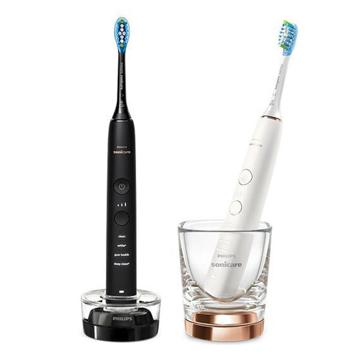 Philips Sonicare DiamondClean serie 9000 Sonicare Spazzolini Elettrici Sonici con App, confezione da 1 spazzolino bianco e 1 spazzolino nero HX9914/57