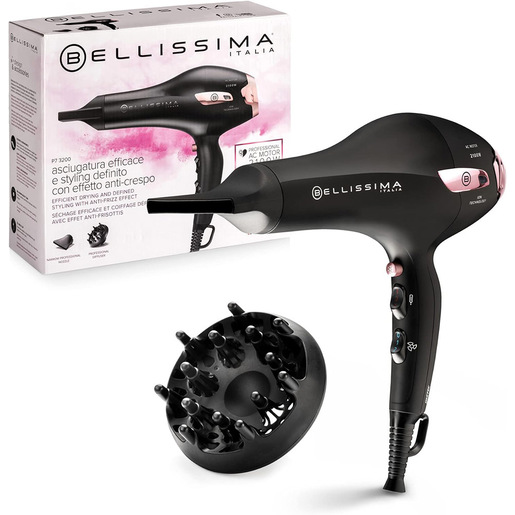 Image of Bellissima P7 3200 Asciugacapelli, Motore Professionale, 2100 Watt, Ionizzatore, 2 Velocità, 3 Temperature, Diffusore per Ricci, Colpo Aria Fredda, Le