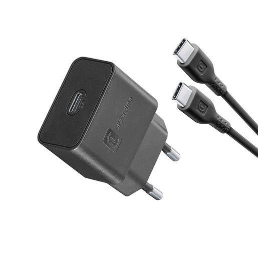 Cellularline Super Fast Charger Kit 25W - USB-C to USB-C - Samsung Caricabatterie da rete Super Fast Charge PD 25W con cavo USB-C to USB-C