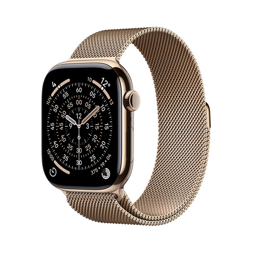Image of Apple Watch Series 11 GPS + Cellular 46mm Cassa Titanio Oro con Loop in maglia Milanese Oro - S/M