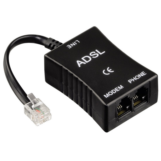 Image of Hama Filtro ADSL RJ 11 jack 6p4c M/2 Jack 6p4c F, nero
