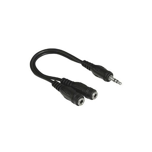 Image of Hama Cavetto adattatore Jack 3,5mm M / 2x Jack 3,5mm F, 0,2 metri, nero, 1 stella