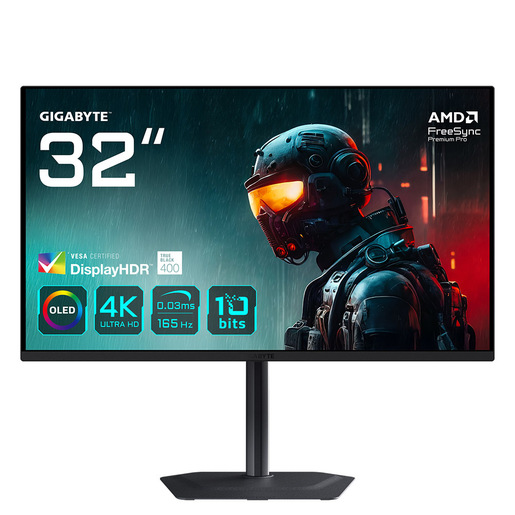 Image of GIGABYTE MO32U 31,5'' Monitor Gaming OLED 4K UHD - 3840 x 2160, 165Hz, 0.03ms, 250 cd/m², Display HDR True Black 400, HDMI 2.1, DisplayPort 1.4