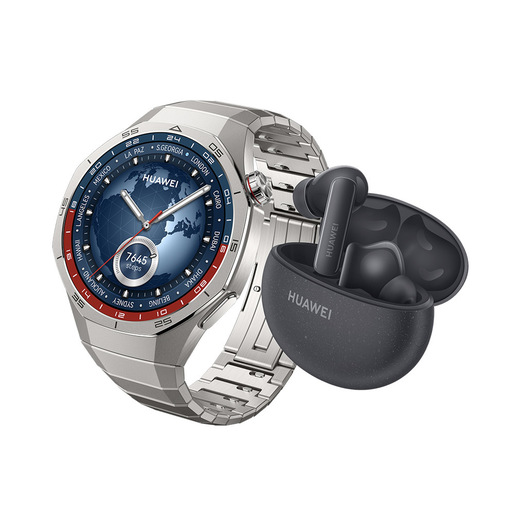 Image of Huawei WATCH GT5 Pro, Cassa 46mm in titanio e cinturino in titanio. Compatibile con iOS e Android. Con FreeBuds 5i in omaggio