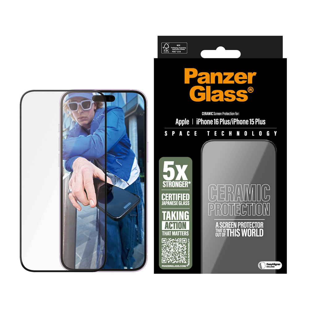 PanzerGlass Ceramic Pellicola in Vetro Temperato iPhone 16 Plus | 15 Plus | Ultra-Wide Fit | Protezione in offerta su