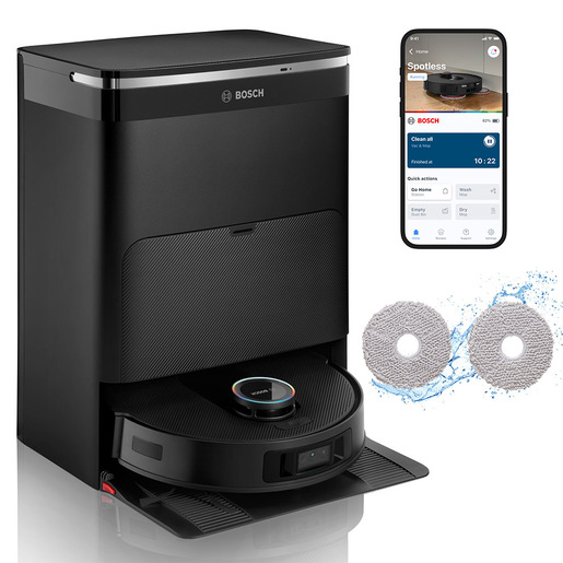 Image of Bosch BCRDW3BX, Robot aspirapolvere e lavapavimenti, Spotless Max Cam, Nero