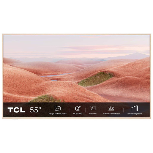 Image of TCL Smart TV Art QLED 4K 55'' 55A300W, Motion Clarity PRO, Dolby Vision IQ, HDR10+, Dolby Atmos, Controlli vocali, Google TV