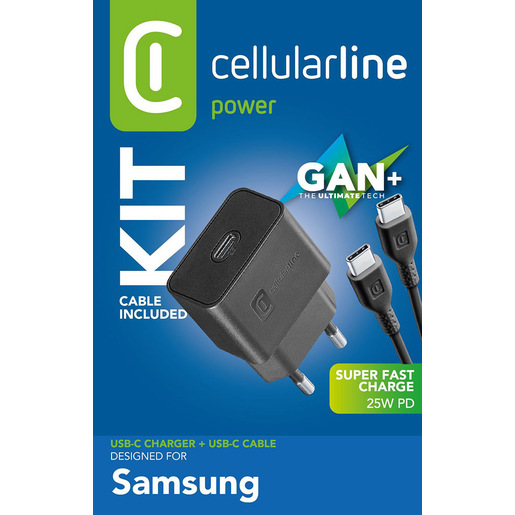 Image of Cellularline Super Fast Charger Kit 25W - USB-C to USB-C - Samsung