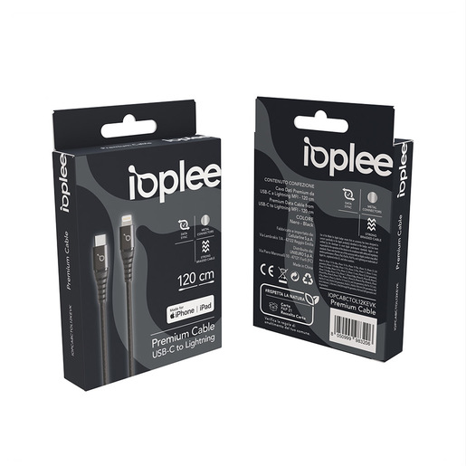 Image of        IOPLEE Cavo Dati Premium 120cm da USB-C a Lightning MFi - Nero