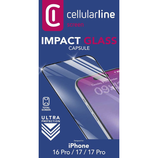 Image of Cellularline Impact Glass Capsule - iPhone 16 Pro Vetro temperato resistente da bordo a bordo