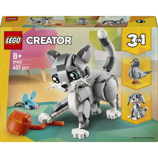 Image of LEGO Creator 3 in 1 31163 Gatto Giocoso Giocattolo, Si Trasforma in Piccione o in Cane, Regalo per Bambini e Bambine 8+ Anni